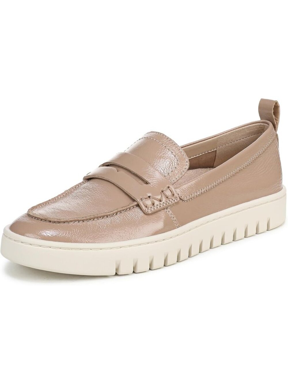 Women's Desert Sand Tumbled Leather Round Toe Slip On Platform Penny Loafer